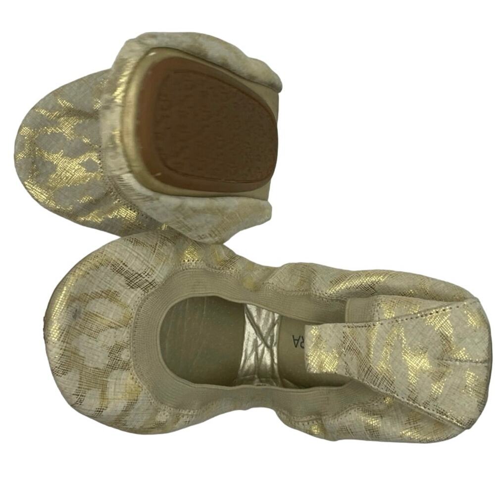 Yosi Samra Gold Foldable Ballet Flats Sz 9